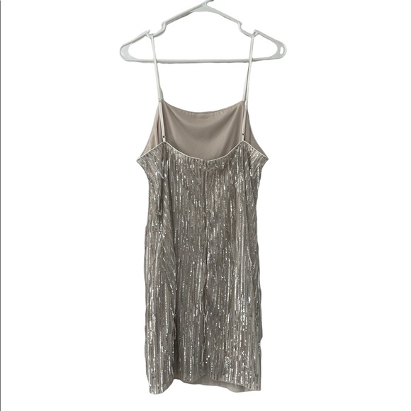 Altar’d State Gwen Sequin Fringe Dress White Silver Size XL Adjustable Straps - Picture 4 of 5